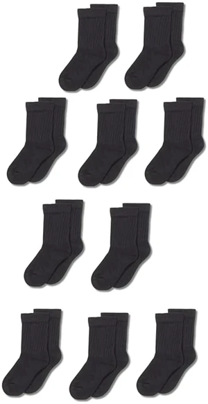 Unisex Kids' Cotton Cushioned Crew Socks, Pack of 10, Black, Medium (4-8 Years) Unisex Kids' Cotton Cushioned Crew Socks, Pack of 10, Black, Medium (4-8 Years)