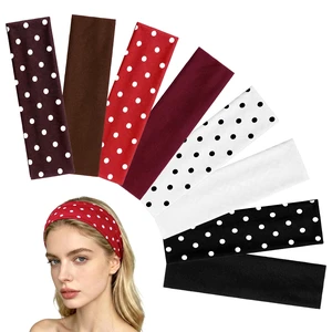 8 Pack Vintage Polka Dot Headbands for Women Elastic Non-Slip | Soft Stretch Fabric, Breathable Moisture-Wicking, Sweatbands for Yoga Tennis Running, Fits Most Head Sizes, No Pressure Marks 8 Pack Vintage Polka Dot Headbands for Women Elastic Non-Slip | Soft Stretch Fabric, Breathable Moisture-Wicking, Sweatbands for Yoga Tennis Running, Fits Most Head Sizes, No Pressure Marks