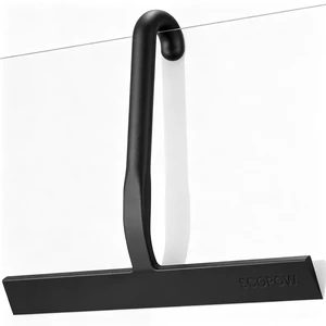 10 Inch Silicone Shower Squeegee for Glass Doors, Streak-Free, Black | No-Squeak Silicone Blade, Ergonomic Round Grip and Built-In Hook for Quick Daily Cleaning of Shower Glass, Tile and Windows 10 Inch Silicone Shower Squeegee for Glass Doors, Streak-Free, Black | No-Squeak Silicone Blade, Ergonomic Round Grip and Built-In Hook for Quick Daily Cleaning of Shower Glass, Tile and Windows