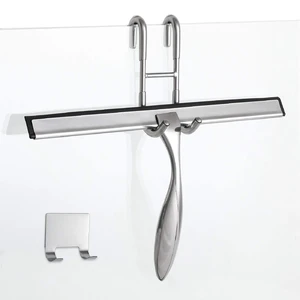 12-Inch Shower Squeegee Set, Includes Shower Door Hook and Adhesive Hook, Squeegee for Shower Doors, Mirror and Window, Silver 12-Inch Shower Squeegee Set, Includes Shower Door Hook and Adhesive Hook, Squeegee for Shower Doors, Mirror and Window, Silver
