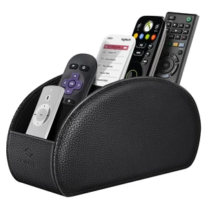 Remote Control Holder with 6 Compartments Vegan Leather | TV Remoter Caddy Desktop Makeup Brush Holder Storage, Fits TV Remotes, Media Controllers, Office Supplies, Black Remote Control Holder with 6 Compartments Vegan Leather | TV Remoter Caddy Desktop Makeup Brush Holder Storage, Fits TV Remotes, Media Controllers, Office Supplies, Black