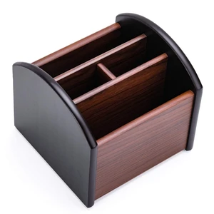 Remote Control Holder Caddy, Wooden Desk Organizer, 4 Compartments | 360° Rotating Wooden Caddy; 4 Compartments for Remotes & Desk Supplies; Anti-Slip Base Remote Control Holder Caddy, Wooden Desk Organizer, 4 Compartments | 360° Rotating Wooden Caddy; 4 Compartments for Remotes & Desk Supplies; Anti-Slip Base