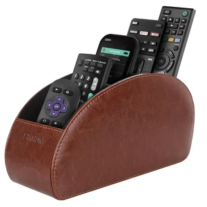 Remote Control Holder with 5 Compartments | PU Leather Remote Caddy Desktop Organizer Store TV, DVD, Blu-Ray, Media Player, Heater Controllers, Brown Remote Control Holder with 5 Compartments | PU Leather Remote Caddy Desktop Organizer Store TV, DVD, Blu-Ray, Media Player, Heater Controllers, Brown