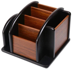 Wooden Desk Organizer, Desktop Office Supplies Storage Remote Control Caddy Holder (6-Compartment) Wooden Desk Organizer, Desktop Office Supplies Storage Remote Control Caddy Holder (6-Compartment)