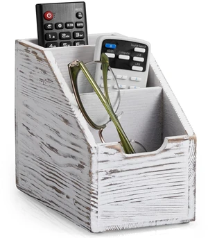 Remote Control Holder, TV Remote Holder, Wood Farmhouse Remote Caddy for Table, Remote Organizer Caddy with 3 Slots, Remote Storage Box for Home Office, Rustic White Remote Control Holder, TV Remote Holder, Wood Farmhouse Remote Caddy for Table, Remote Organizer Caddy with 3 Slots, Remote Storage Box for Home Office, Rustic White