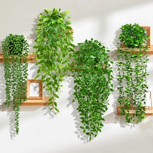 4Pcs Artificial Hanging Plants with Cascading Faux Vines | UV resistant fake greenery with pots faux for bathroom, kitchen, living room wall, shelf decor indoor 4Pcs Artificial Hanging Plants with Cascading Faux Vines | UV resistant fake greenery with pots faux for bathroom, kitchen, living room wall, shelf decor indoor