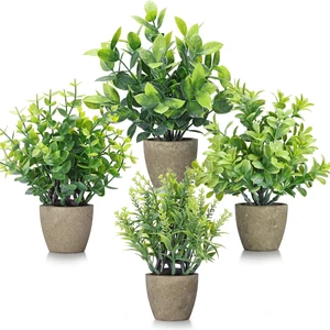 4 Pack Fake Plants Mini Artificial Greenery Potted Plants Bathroom Decor | Applicable to Home Decor Office Decor Room Decor Farmhouse Decor Indoor Table, No Watering for Simple Styling 4 Pack Fake Plants Mini Artificial Greenery Potted Plants Bathroom Decor | Applicable to Home Decor Office Decor Room Decor Farmhouse Decor Indoor Table, No Watering for Simple Styling