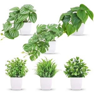 6Pcs Small Fake Plants Set for Bathroom Shelf Office Desk Decor | Artificial plants indoor, trailing and upright greenery build layered texture for modern bedroom decoration 6Pcs Small Fake Plants Set for Bathroom Shelf Office Desk Decor | Artificial plants indoor, trailing and upright greenery build layered texture for modern bedroom decoration