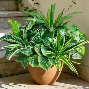 Artificial Plants for Outdoors Faux Greenery Leaves UV Resistant Realistic Plastic Large Bunches Shrubs Bushes with Stems, Fake Plants Decor Outdoor for Front Porch Door Patio Garden Yard, 9Pcs Artificial Plants for Outdoors Faux Greenery Leaves UV Resistant Realistic Plastic Large Bunches Shrubs Bushes with Stems, Fake Plants Decor Outdoor for Front Porch Door Patio Garden Yard, 9Pcs