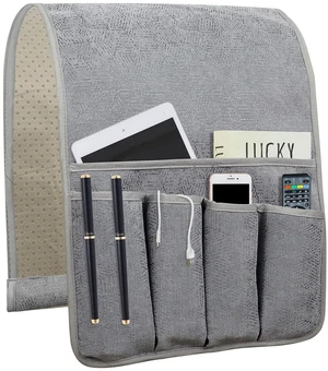 Remote Control Holders for Armchairs, Couch Caddy, Featuring Non-Slip Bases | 5 Pockets Bedside Storage Pocket for TV Remote Holder, Phone Tablet Kindle, Magazines, Gifts for Seniors (Gray, 35"X12.4") Remote Control Holders for Armchairs, Couch Caddy, Featuring Non-Slip Bases | 5 Pockets Bedside Storage Pocket for TV Remote Holder, Phone Tablet Kindle, Magazines, Gifts for Seniors (Gray, 35"X12.4")