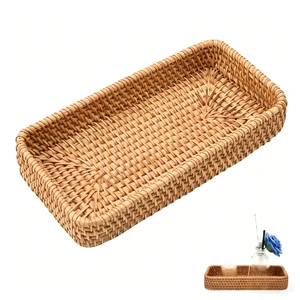 8 Inch Small Rattan Basket Natural Handwoven Tray for Keys Decor | XS Natural Handwoven Wicker Tray for Jewelry Keys Entryway Coffee Table Bathroom Vanity Wedding Christmas Housewarming Gift 8 Inch Small Rattan Basket Natural Handwoven Tray for Keys Decor | XS Natural Handwoven Wicker Tray for Jewelry Keys Entryway Coffee Table Bathroom Vanity Wedding Christmas Housewarming Gift