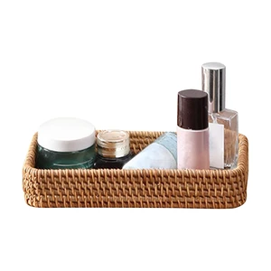 Rattan Serving Trays, Rectangle Decorative Display Tray, Storage Tray, Toilet Tank Paper Trays, Desktop Organiser Platters for Kitchen, Makeup, Vanity, Napkin, Candle, Ornament (Color:Brown) Rattan Serving Trays, Rectangle Decorative Display Tray, Storage Tray, Toilet Tank Paper Trays, Desktop Organiser Platters for Kitchen, Makeup, Vanity, Napkin, Candle, Ornament (Color:Brown)