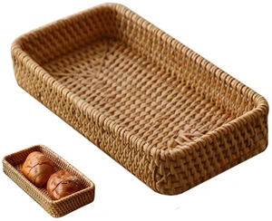 Small Wicker Tray, Rattan Tray Basket for Remotes, Keys, 8.27x4.33x1.57in | Natural Wicker Decorative Tray, Rectangle Handwoven-Style Rattan Organizer, Fits Vanity, Entryway, Bathroom Or Coffee Table Small Wicker Tray, Rattan Tray Basket for Remotes, Keys, 8.27x4.33x1.57in | Natural Wicker Decorative Tray, Rectangle Handwoven-Style Rattan Organizer, Fits Vanity, Entryway, Bathroom Or Coffee Table