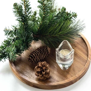 11.5 Inches Candle Holder Tray Home Decor, Round Wood Tray for Coffee Table, Small Wooden Serving Decorative Trays for Home 11.5 Inches Candle Holder Tray Home Decor, Round Wood Tray for Coffee Table, Small Wooden Serving Decorative Trays for Home