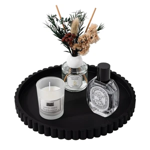 Round Bathroom Tray Perfume Organizer Coffee Table Decor, 9" Black | Silicone, Non-Slip, Heat-Resistant, for Kitchen,Vanity, for Candle, Soap Dish Round Bathroom Tray Perfume Organizer Coffee Table Decor, 9" Black | Silicone, Non-Slip, Heat-Resistant, for Kitchen,Vanity, for Candle, Soap Dish