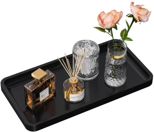 Bathroom Vanity Tray for Countertop - Bamboo Organizer Tray for Dresser Tops, Toilet, Perfume Small Decorative Tray Wood Tray for Home Decoration 11.81 L x 6.1 W x 0.79 H Black Bathroom Vanity Tray for Countertop - Bamboo Organizer Tray for Dresser Tops, Toilet, Perfume Small Decorative Tray Wood Tray for Home Decoration 11.81 L x 6.1 W x 0.79 H Black