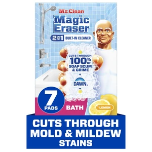 Magic Eraser Sponge, Bathroom Cleaner, Shower Cleaner, Tub Cleaner, Soap Scum Remover, Bathroom Cleaning Supplies, Dawn Cleaning Power with Lemon Scent, 2 in 1 Bath, 7ct Magic Eraser Sponge, Bathroom Cleaner, Shower Cleaner, Tub Cleaner, Soap Scum Remover, Bathroom Cleaning Supplies, Dawn Cleaning Power with Lemon Scent, 2 in 1 Bath, 7ct