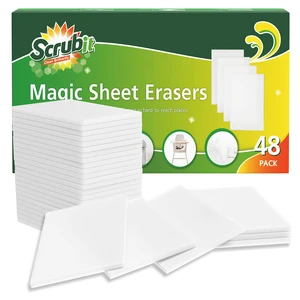 Magic Sponge Eraser Sheets 48 Pack Disposable Magic Eraser Wipes - for Cleaning Dishes, Shoes and Bathroom Shower & Sink - Melamine Sponges for Hard to Reach Spaces Magic Sponge Eraser Sheets 48 Pack Disposable Magic Eraser Wipes - for Cleaning Dishes, Shoes and Bathroom Shower & Sink - Melamine Sponges for Hard to Reach Spaces