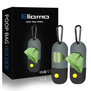 2 Pack Dog Poop Bag Dispenser with Built-in LED Flashlight, Pet Waste Bag Holder for Leash with Carabiner Clip for Lead Leash, 2 Rolls Leak-proof Doggy Waste Bags for Dog Walking, Grey 2 Pack Dog Poop Bag Dispenser with Built-in LED Flashlight, Pet Waste Bag Holder for Leash with Carabiner Clip for Lead Leash, 2 Rolls Leak-proof Doggy Waste Bags for Dog Walking, Grey
