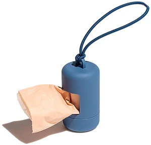Dog Poop Bag Holder and Dispenser with Leash Attachment, Leak Proof, Easy Twist Top for Refills, Includes 1 Roll Poop Bags, Navy Dog Poop Bag Holder and Dispenser with Leash Attachment, Leak Proof, Easy Twist Top for Refills, Includes 1 Roll Poop Bags, Navy