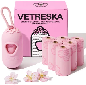 Dog Poop Bag Dispenser with 105 Cherry Blossom Scented Bags | Leak Proof and Extra Thick Pet Waste Bags, 1 Poop Bag Holder and 7 Rolls for Dog Walking and Cats Litter Dog Poop Bag Dispenser with 105 Cherry Blossom Scented Bags | Leak Proof and Extra Thick Pet Waste Bags, 1 Poop Bag Holder and 7 Rolls for Dog Walking and Cats Litter