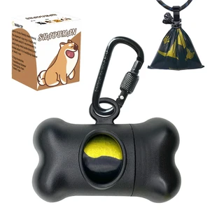 Bone-Shaped Dog Poop Bag Holder for Leash |Dispenser with 15 Leak-Resistant Waste Bags & Carabiner ClipBlack Bone-Shaped Dog Poop Bag Holder for Leash |Dispenser with 15 Leak-Resistant Waste Bags & Carabiner ClipBlack