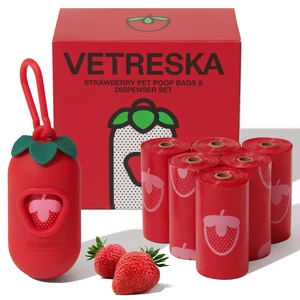Dog Poop Bag Dispenser with Strawberry Scented Bags, 105 Counts | Leak Proof and Extra Thick Pet Waste Bags, 1 Poop Bag Holder and 7 Rolls for Dog Walking and Cats Litter Dog Poop Bag Dispenser with Strawberry Scented Bags, 105 Counts | Leak Proof and Extra Thick Pet Waste Bags, 1 Poop Bag Holder and 7 Rolls for Dog Walking and Cats Litter
