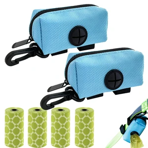 2 Pack Dog Poop Bag Holder for Leash with Carabiner Clip + 80 Pet Trash Bag | Doggie Waste Bag Dispenser Zipper Pouch with Velcro Straps, Soft Fabric Puppy Potty for Daily Dog Walking, Blue 2 Pack Dog Poop Bag Holder for Leash with Carabiner Clip + 80 Pet Trash Bag | Doggie Waste Bag Dispenser Zipper Pouch with Velcro Straps, Soft Fabric Puppy Potty for Daily Dog Walking, Blue