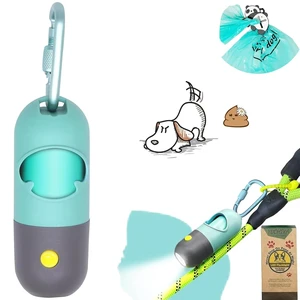 Dog Poop Bag Holder Dispenser with LED Flashlight(Crystal Blue) | 100ft Ultra-Bright LED|Glow-in-the-Dark Avacado Clip|Metal Carabiner&Silicone Tether|15 Leak-Proof Scented Waste Bags Dog Poop Bag Holder Dispenser with LED Flashlight(Crystal Blue) | 100ft Ultra-Bright LED|Glow-in-the-Dark Avacado Clip|Metal Carabiner&Silicone Tether|15 Leak-Proof Scented Waste Bags