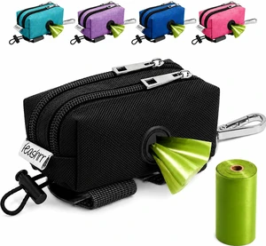 Dog Poop Bag Holder for Leashes and Treat Holder with 2 Waterproof Pouches | Poop Bag Dispenser for Pet Waste Bags and Walking Accessories + 1 Free Roll Dog Poop Bag Holder for Leashes and Treat Holder with 2 Waterproof Pouches | Poop Bag Dispenser for Pet Waste Bags and Walking Accessories + 1 Free Roll