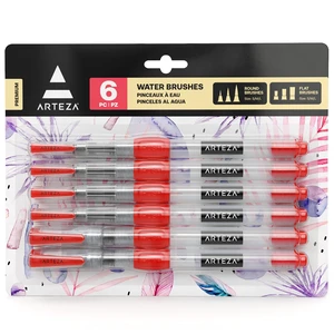 Water Brush Pens for Watercolor, Set of 6, 3 Fine and 3 Broad Tips | Self-Moistening Refillable Reservoirs, Squeeze-Controlled Flow, Soft Nylon Bristles, For Water-Soluble Pencils and Markers Water Brush Pens for Watercolor, Set of 6, 3 Fine and 3 Broad Tips | Self-Moistening Refillable Reservoirs, Squeeze-Controlled Flow, Soft Nylon Bristles, For Water-Soluble Pencils and Markers