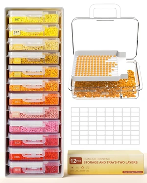 12 PCS Diamond Painting Storage Containers Trays, White | 3-in-1 Diamond Painting Trays with Lids, Detachable Trays, 1 Storage Racks, Diamond Art Accessories, Diamond Art Storage 12 PCS Diamond Painting Storage Containers Trays, White | 3-in-1 Diamond Painting Trays with Lids, Detachable Trays, 1 Storage Racks, Diamond Art Accessories, Diamond Art Storage