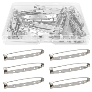 50 Pcs Silver Bar Pins, Safety Pins - Secure Back Clasp - Reliable Brooch Pins for Various Uses Locking Pins Backs Safety Clasp Brooch (45MM, Silver) 50 Pcs Silver Bar Pins, Safety Pins - Secure Back Clasp - Reliable Brooch Pins for Various Uses Locking Pins Backs Safety Clasp Brooch (45MM, Silver)