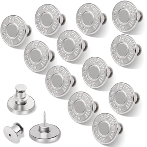 12 Sets Buttons Pins for Jeans, No-Sew Replacement Jean Buttons for Loose Pants Tightener for Too Big 12 Sets Buttons Pins for Jeans, No-Sew Replacement Jean Buttons for Loose Pants Tightener for Too Big