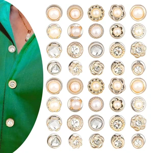40pcs Women Shirt Brooch Pins,No Sew Reusable Cover Up Pins,Rhinestone and Pearl Buttons for Women Fashion, Replacement Safety Button for Clothing Shirt Dress Sweaters Coat Shawl 40pcs Women Shirt Brooch Pins,No Sew Reusable Cover Up Pins,Rhinestone and Pearl Buttons for Women Fashion, Replacement Safety Button for Clothing Shirt Dress Sweaters Coat Shawl