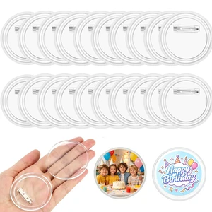 Clear Button Pins Plastic for Crafts - 20 Pack Circle Acrylic Round Button DIY Design, Blank Pins Bulk, Photo Buttons Making Kit for Badge Maker DIY Crafts Supplies (2.36 Inch) Clear Button Pins Plastic for Crafts - 20 Pack Circle Acrylic Round Button DIY Design, Blank Pins Bulk, Photo Buttons Making Kit for Badge Maker DIY Crafts Supplies (2.36 Inch)