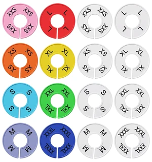 16 Pcs Clothing Size Dividers, Round Clothing Rack Size Dividers | Plastic Clothing Rack Dividers, 9 Colors, 8 Sizes(2XS-3XL), for Hanging Clothes, Wardrobe Organization 16 Pcs Clothing Size Dividers, Round Clothing Rack Size Dividers | Plastic Clothing Rack Dividers, 9 Colors, 8 Sizes(2XS-3XL), for Hanging Clothes, Wardrobe Organization