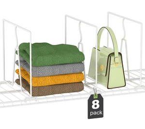 Wire Shelf Dividers for Closet: Tall 10.6in x Deep 12in, 8 Pack | Wire Rack Accessories - Adjustable Purse Organizer for Clothes Handbags - Metal Pantry Separators Wire Shelf Dividers for Closet: Tall 10.6in x Deep 12in, 8 Pack | Wire Rack Accessories - Adjustable Purse Organizer for Clothes Handbags - Metal Pantry Separators