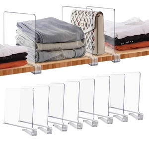 Clear Acrylic Shelf Dividers for Closets Organizer & Storage,8 Pack | Adjustable Vertical Wood Shelf Closet Separators, Keep Clean, for Clothes,Book,Bags, in Bedroom and Kitchen Clear Acrylic Shelf Dividers for Closets Organizer & Storage,8 Pack | Adjustable Vertical Wood Shelf Closet Separators, Keep Clean, for Clothes,Book,Bags, in Bedroom and Kitchen