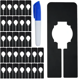 30 PCS Rectangular Closet Dividers with a Bonus Marker, Black Plastic Rectangle Clothing Size Dividers Writable and Reusable for Sorting Clothing Size, Color, Brand, Size 2 x 5.4 30 PCS Rectangular Closet Dividers with a Bonus Marker, Black Plastic Rectangle Clothing Size Dividers Writable and Reusable for Sorting Clothing Size, Color, Brand, Size 2 x 5.4