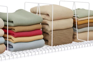 4 Pack Wire Shelf Dividers for Closet, 12 x 12in, Bright White | Rust-Resistant Coated Metal Dividers, Install Tool-Free, Closet Shelf Divider for Wire Shelves and Storage 4 Pack Wire Shelf Dividers for Closet, 12 x 12in, Bright White | Rust-Resistant Coated Metal Dividers, Install Tool-Free, Closet Shelf Divider for Wire Shelves and Storage