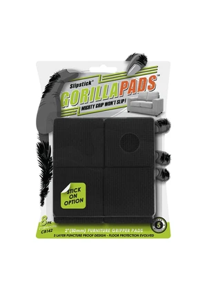 GorillaPads CB142 Non-Slip Furniture Pads/Grippers (Set of 8) Furniture Leg Floor Protectors, 2 Inch Square, Black GorillaPads CB142 Non-Slip Furniture Pads/Grippers (Set of 8) Furniture Leg Floor Protectors, 2 Inch Square, Black