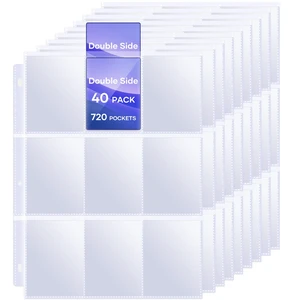 40 Pack 9 Pocket Page Protectors,720 Pockets Double Sided Card Holder Pages for a 3 Ring Binder, Card Protector Sheets Baseball Card Binder,Fit for MTG, TCG, Baseball Standard Cards 40 Pack 9 Pocket Page Protectors,720 Pockets Double Sided Card Holder Pages for a 3 Ring Binder, Card Protector Sheets Baseball Card Binder,Fit for MTG, TCG, Baseball Standard Cards