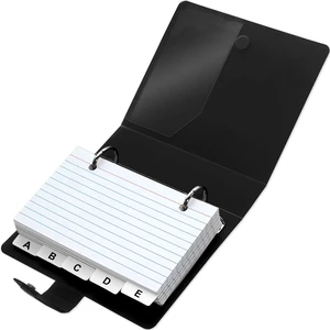 3x5 Lined Index Cards with Ring Binder Holder and Dividers, Black | 100 Note Cards, 5 Tabs, 2 Holes Punched, Plastic Booklet Organizer, 3 x 5 Inch 3x5 Lined Index Cards with Ring Binder Holder and Dividers, Black | 100 Note Cards, 5 Tabs, 2 Holes Punched, Plastic Booklet Organizer, 3 x 5 Inch