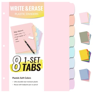 8 Tabs Plastic Write & Erase Binder Dividers with Tabs, 1 Set | Long-Lasting Dividers for 3 Ring Binder, Cute Pastels Binder Dividers Organizers for Student, Teacher, Office, Pastels Color 8 Tabs Plastic Write & Erase Binder Dividers with Tabs, 1 Set | Long-Lasting Dividers for 3 Ring Binder, Cute Pastels Binder Dividers Organizers for Student, Teacher, Office, Pastels Color