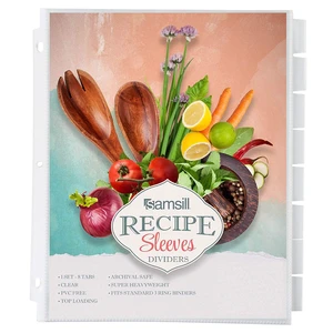 8 Tab Recipe Dividers, Recipe Sleeves, Sheet Protector Dividers, with Tab Inserts, Clear, Super Heavyweight, Top Loading, 3 Hole Punched for Standard Letter Size Binders, Archival Safe 8 Tab Recipe Dividers, Recipe Sleeves, Sheet Protector Dividers, with Tab Inserts, Clear, Super Heavyweight, Top Loading, 3 Hole Punched for Standard Letter Size Binders, Archival Safe