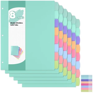 6 Sets of 48Pcs Binder Dividers with Tabs, 8 Tab Dividers for 3 Ring Binder | Waterproof Plastic Page Notebook Index Dividers for Office School Home Organization, Letter Size 8.5 × 11 Inch 6 Sets of 48Pcs Binder Dividers with Tabs, 8 Tab Dividers for 3 Ring Binder | Waterproof Plastic Page Notebook Index Dividers for Office School Home Organization, Letter Size 8.5 × 11 Inch