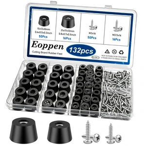 132Pcs Cutting Board Rubber Feet with Stainless Steel Washer and Screws Small and Large Size Non Slip Rubber Bumper Feet for Furniture, Electronics, Tables, Sofas 132Pcs Cutting Board Rubber Feet with Stainless Steel Washer and Screws Small and Large Size Non Slip Rubber Bumper Feet for Furniture, Electronics, Tables, Sofas