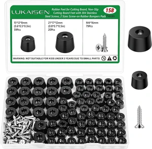 158Pcs Cutting Board Rubber Feet with Stainless Screws Non Slip | 79 Rubber Feet: 20 Large (21x17x12mm) & 59 Medium (15x12x8mm). For Furniture, Electronics, Cabinets, Storage case. 158Pcs Cutting Board Rubber Feet with Stainless Screws Non Slip | 79 Rubber Feet: 20 Large (21x17x12mm) & 59 Medium (15x12x8mm). For Furniture, Electronics, Cabinets, Storage case.