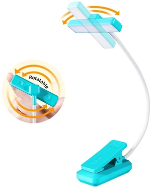 24 LEDs Rotatable Book Light, Rechargeable Clip Reading Lamp, Blue | 3 color temps, 9 dimmable levels, flicker free eye care, 120hrs runtime, lightweight clip on for night reading & bookworms 24 LEDs Rotatable Book Light, Rechargeable Clip Reading Lamp, Blue | 3 color temps, 9 dimmable levels, flicker free eye care, 120hrs runtime, lightweight clip on for night reading & bookworms